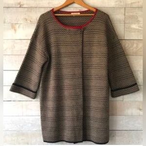 Cocogio Brown Wool blend Chevron Patterned Long Cardigan Size M
